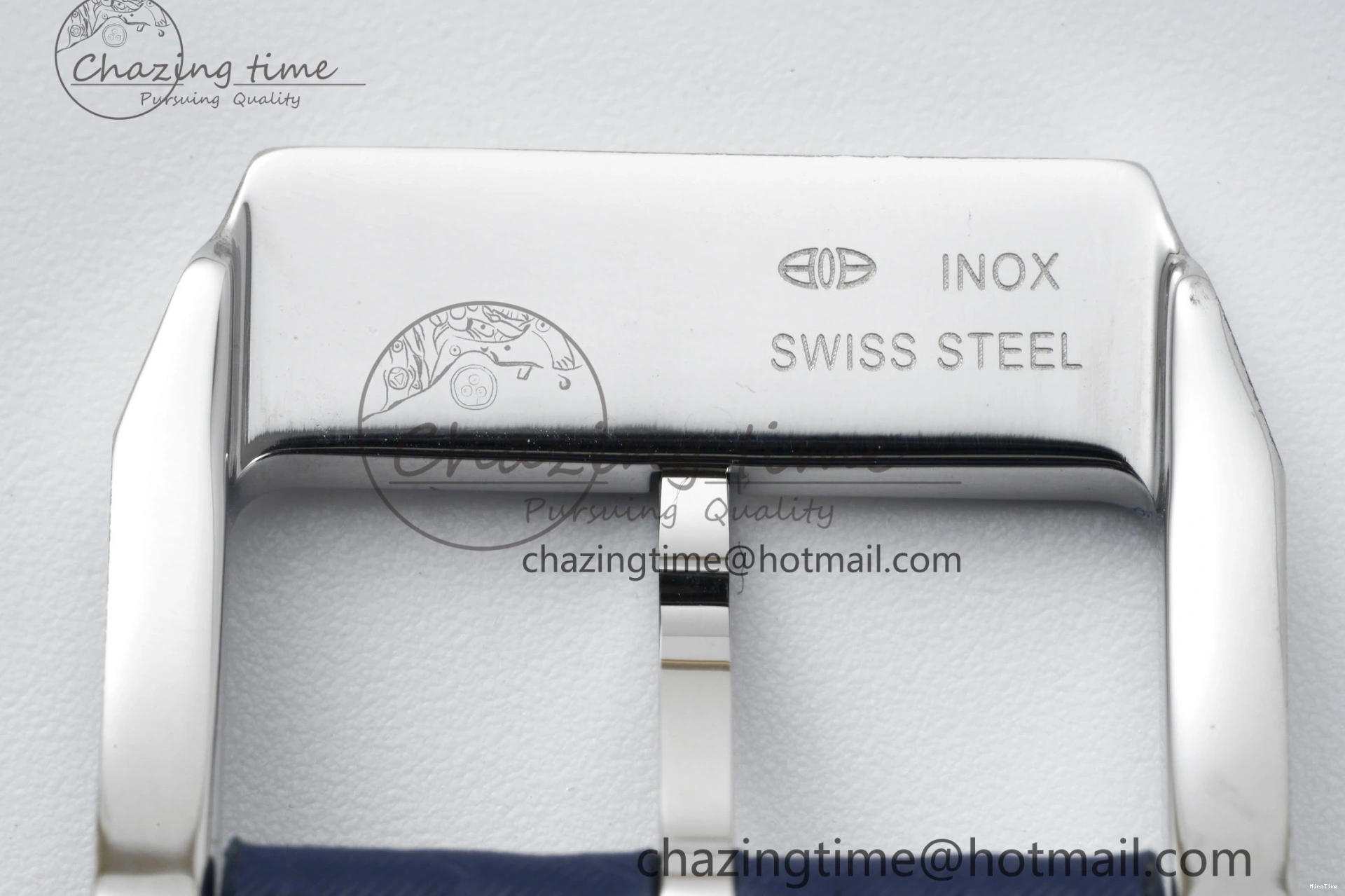 MIROTIME 0118 Pilot Chrono SS AZF 1:1 Best Edition Black Dial Orange Markers on Brown Leather Strap A EasyCare 7065